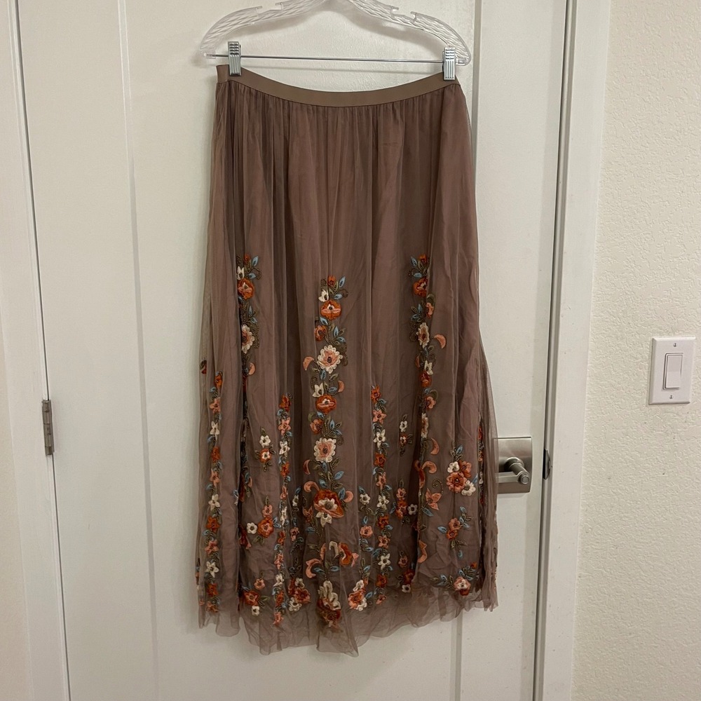 Sundance Embroidered Beaded Maxi Skirt Mauve Purple Fairycore Whimseygoth